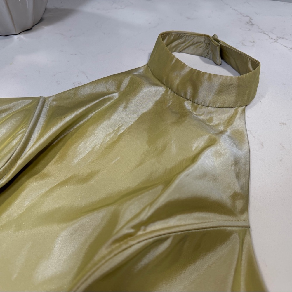 Cache Satin Halter Corset Top Gold